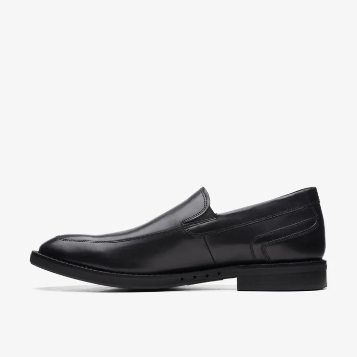 Un Hugh Step Black Leather Men Clarks Dress Shoes