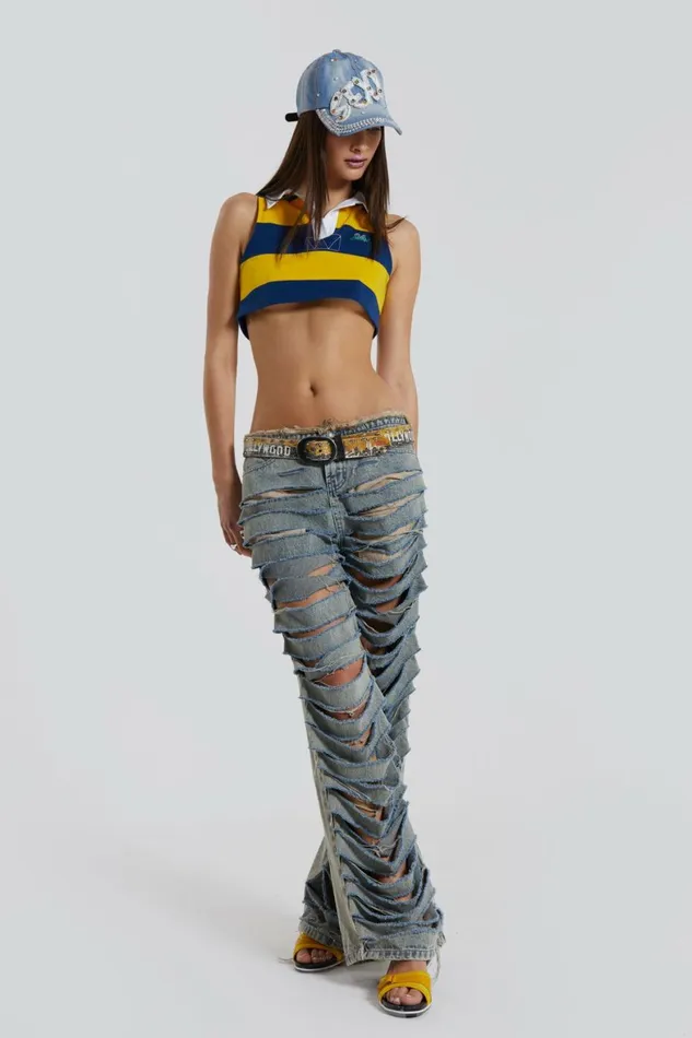 Underground Extreme Ripped Low Rise Jeans Blue Women Jaded London Jeans Underground Extreme Ripped Low Rise Jeans Blue Women Jaded London Jeans