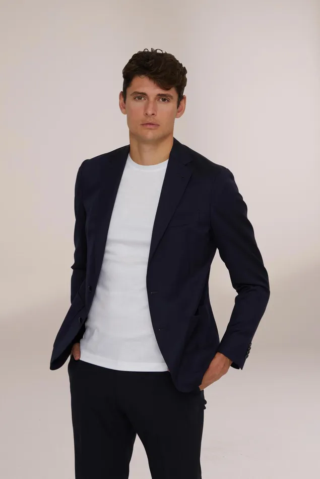 Van Laack Blazers Men Luxury Virgin Wool Slim Fit Blue Jacket