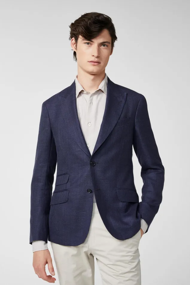 Van Laack Blazers Men Structured Jacket In Simple Wool With Modern Peak Lapels Blue