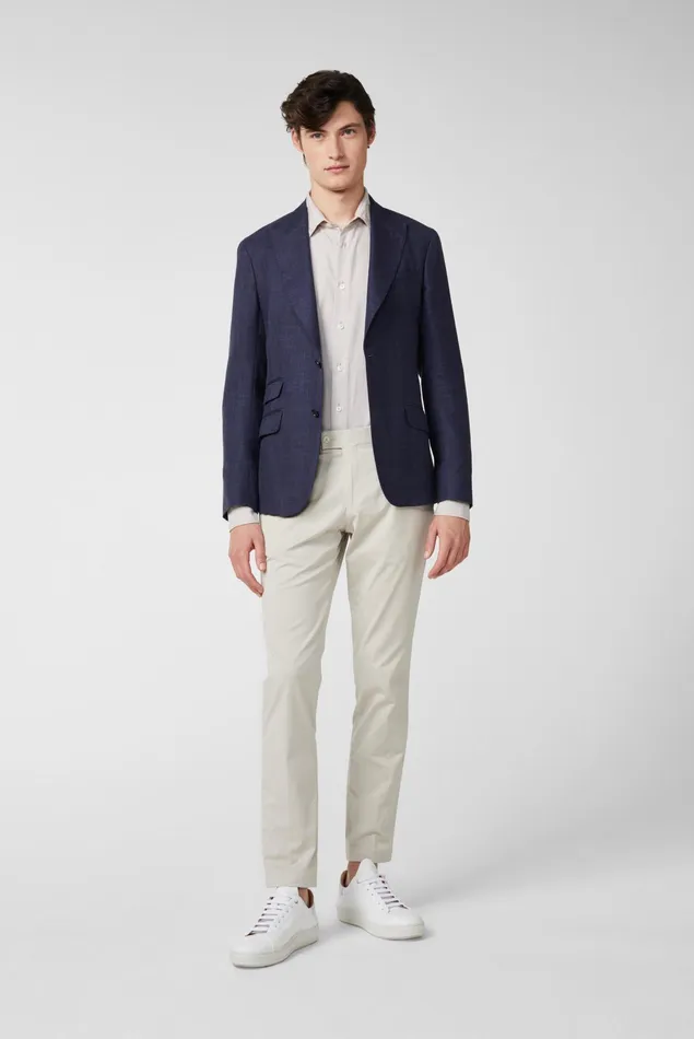 Van Laack Blazers Men Structured Jacket In Simple Wool With Modern Peak Lapels Blue Van Laack Blazers Men Structured Jacket In Simple Wool With Modern Peak Lapels Blue