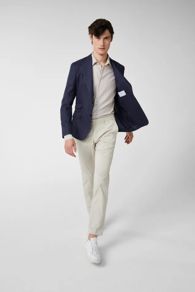 Van Laack Blazers Men Structured Jacket In Simple Wool With Modern Peak Lapels Blue Van Laack Blazers Men Structured Jacket In Simple Wool With Modern Peak Lapels Blue
