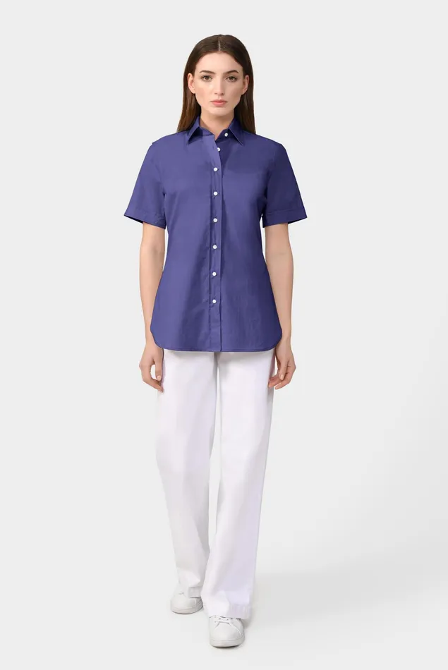 Van Laack Business Blouses Women Shirt In Stretch Cotton With Smooth Paper Touch Effect Blue Van Laack Business Blouses Women Shirt In Stretch Cotton With Smooth Paper Touch Effect Blue