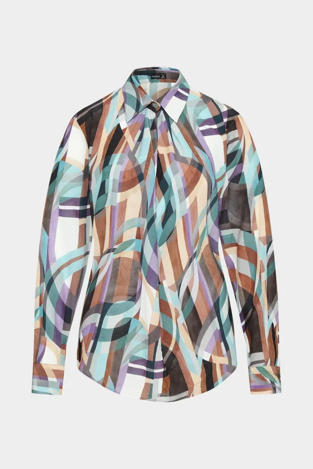 Van Laack Casual Blouses Women Viscose Cowl Neck Blouse With Geometric Print Van Laack Casual Blouses Women Viscose Cowl Neck Blouse With Geometric Print