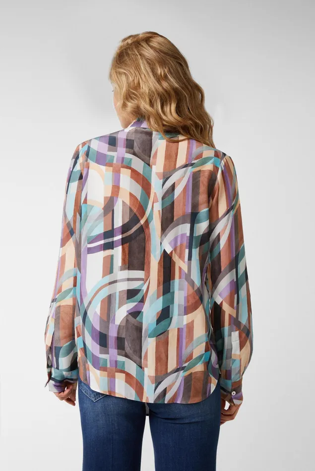 Van Laack Casual Blouses Women Viscose Cowl Neck Blouse With Geometric Print Van Laack Casual Blouses Women Viscose Cowl Neck Blouse With Geometric Print