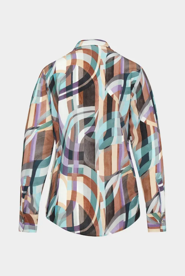 Van Laack Casual Blouses Women Viscose Cowl Neck Blouse With Geometric Print Van Laack Casual Blouses Women Viscose Cowl Neck Blouse With Geometric Print