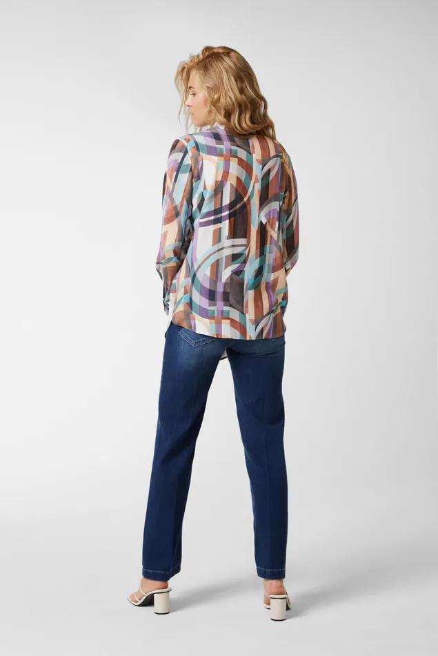 Van Laack Casual Blouses Women Viscose Cowl Neck Blouse With Geometric Print Van Laack Casual Blouses Women Viscose Cowl Neck Blouse With Geometric Print