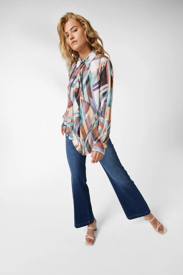 Van Laack Casual Blouses Women Viscose Cowl Neck Blouse With Geometric Print Van Laack Casual Blouses Women Viscose Cowl Neck Blouse With Geometric Print