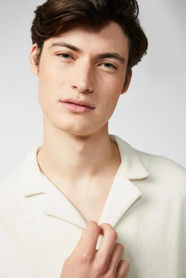 Van Laack Casual Shirts Men Shortsleeved Terry Shirt Made Of Offwhite Cotton Blend Fabric Van Laack Casual Shirts Men Shortsleeved Terry Shirt Made Of Offwhite Cotton Blend Fabric