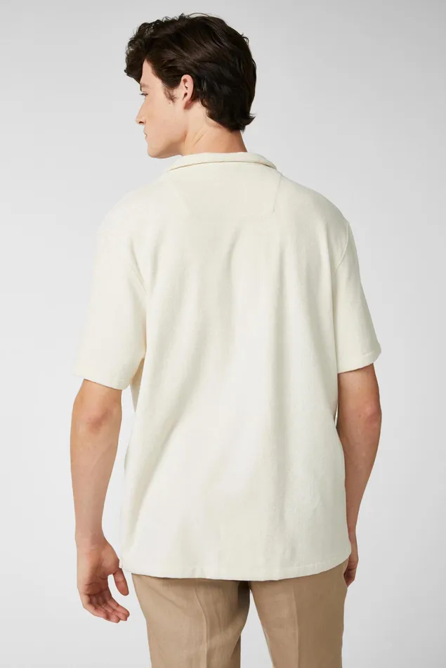 Van Laack Casual Shirts Men Shortsleeved Terry Shirt Made Of Offwhite Cotton Blend Fabric Van Laack Casual Shirts Men Shortsleeved Terry Shirt Made Of Offwhite Cotton Blend Fabric