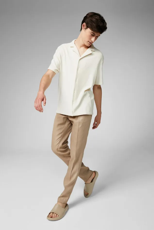 Van Laack Casual Shirts Men Shortsleeved Terry Shirt Made Of Offwhite Cotton Blend Fabric Van Laack Casual Shirts Men Shortsleeved Terry Shirt Made Of Offwhite Cotton Blend Fabric