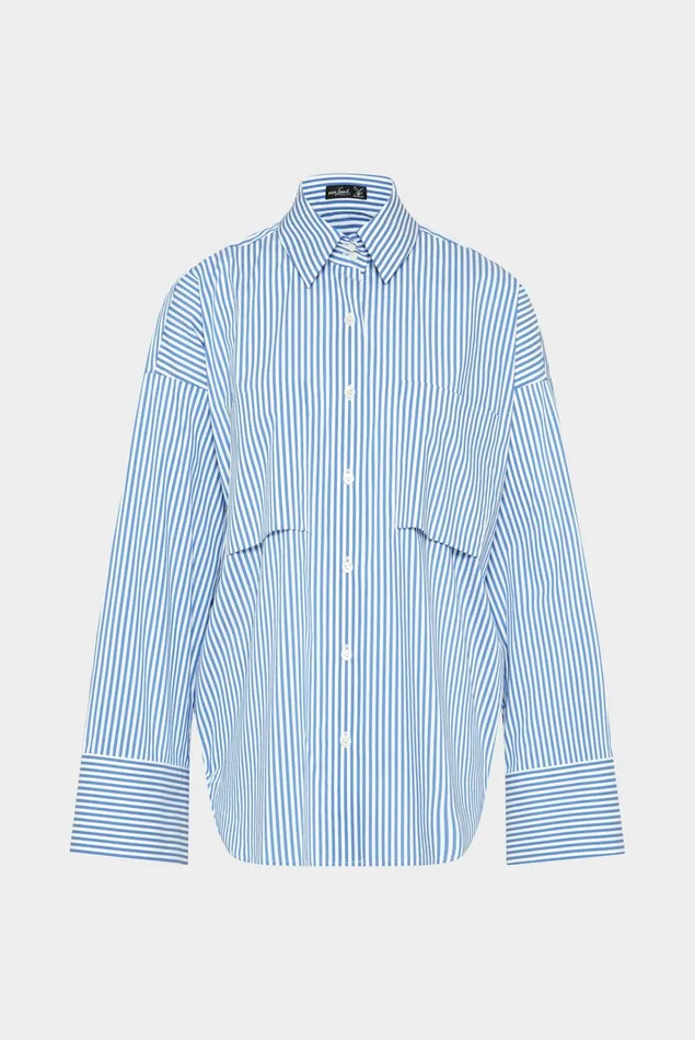 Van Laack Festive Blouses Women Shirt Blouse With Large Cuffs With A Blue And White Striped Van Laack Festive Blouses Women Shirt Blouse With Large Cuffs With A Blue And White Striped