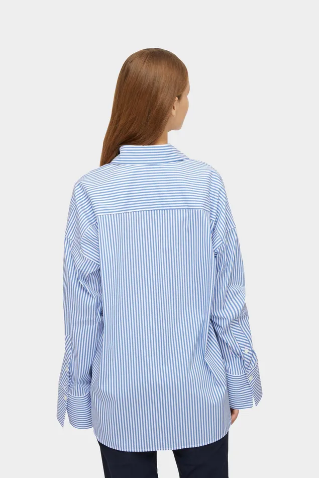 Van Laack Festive Blouses Women Shirt Blouse With Large Cuffs With A Blue And White Striped Van Laack Festive Blouses Women Shirt Blouse With Large Cuffs With A Blue And White Striped