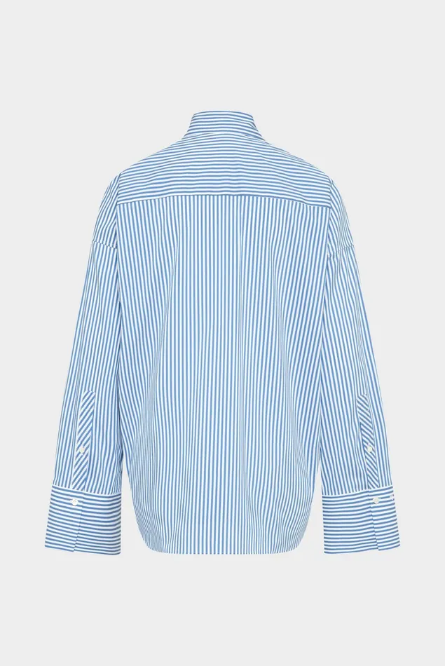 Van Laack Festive Blouses Women Shirt Blouse With Large Cuffs With A Blue And White Striped Van Laack Festive Blouses Women Shirt Blouse With Large Cuffs With A Blue And White Striped