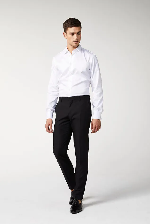 Van Laack Jeans and Pants Men Wool Trousers Slim Fit Black