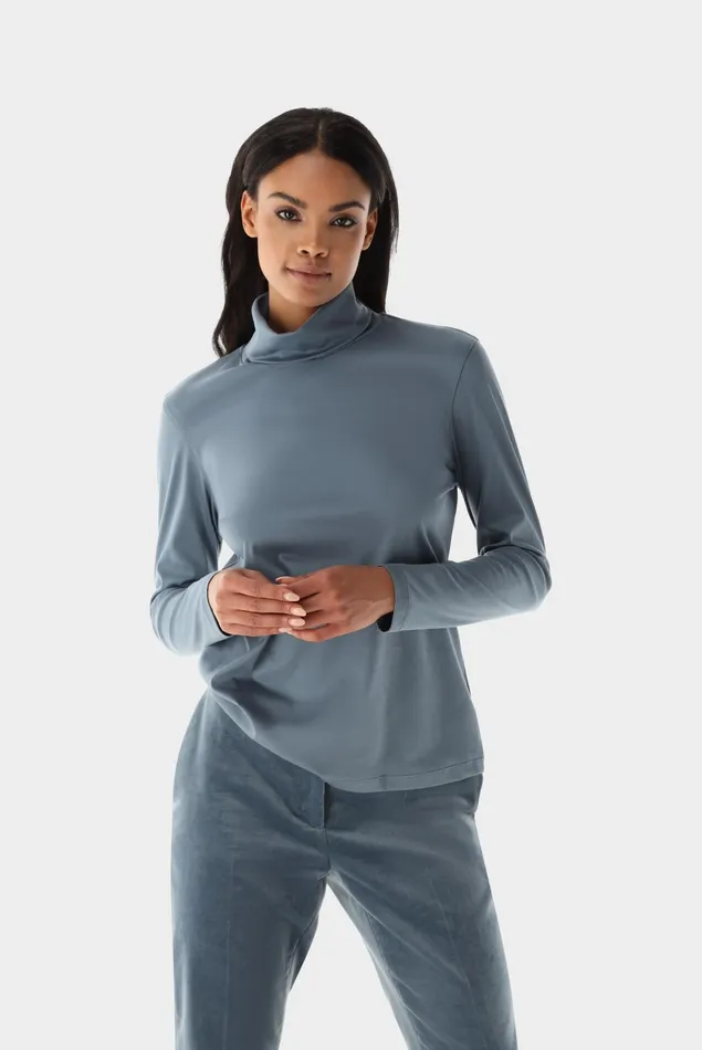 Van Laack Jersey Blouses Women Fitted Jersey Shirt With Turtleneck Van Laack Jersey Blouses Women Fitted Jersey Shirt With Turtleneck