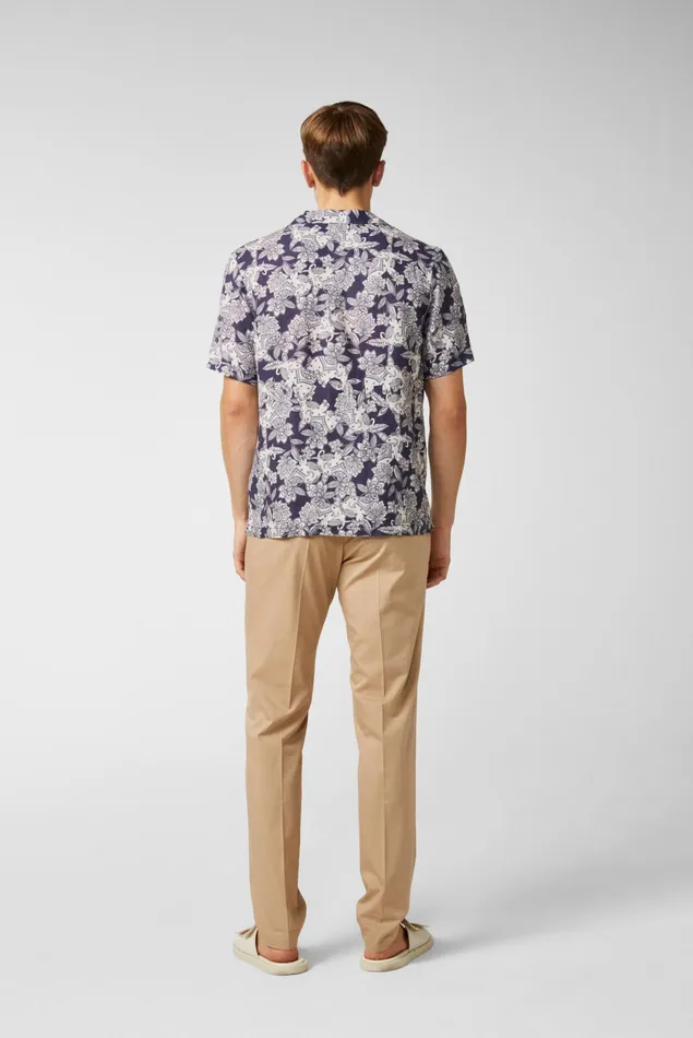 Van Laack Linen Shirts Men Boxy Linen Shirt With Elephant Desert Print Blue Van Laack Linen Shirts Men Boxy Linen Shirt With Elephant Desert Print Blue