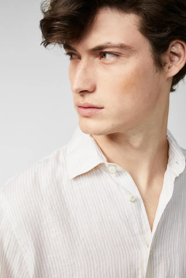 Van Laack Linen Shirts Men Striped Linen Shirt Offwhite Van Laack Linen Shirts Men Striped Linen Shirt Offwhite