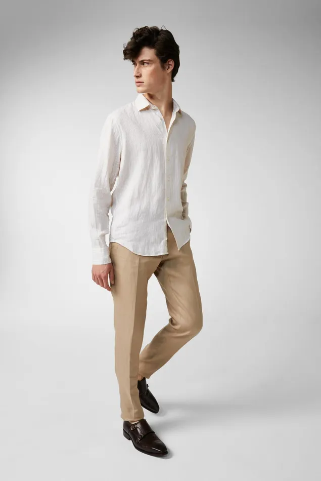 Van Laack Linen Shirts Men Striped Linen Shirt Offwhite Van Laack Linen Shirts Men Striped Linen Shirt Offwhite