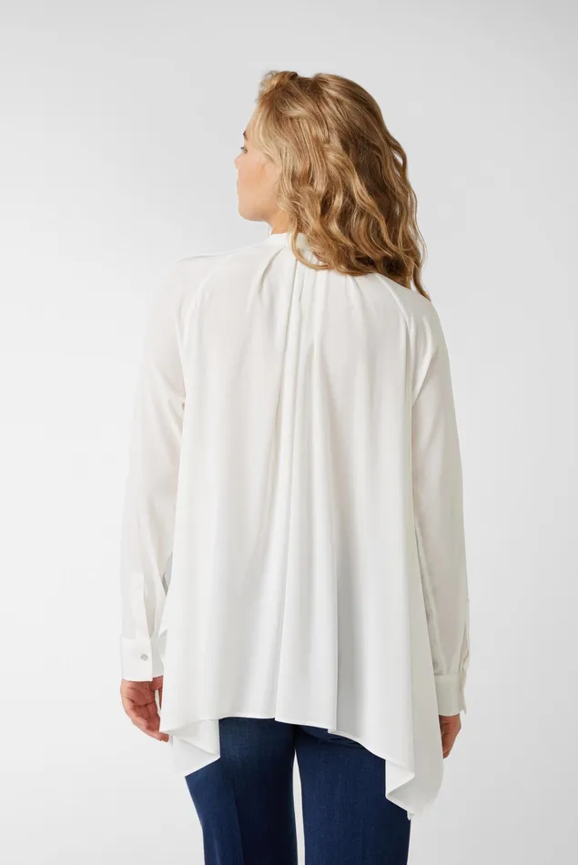 Van Laack Meisterwerk Blouses Women Crepe Blouse With Asymmetric Hem White Van Laack Meisterwerk Blouses Women Crepe Blouse With Asymmetric Hem White