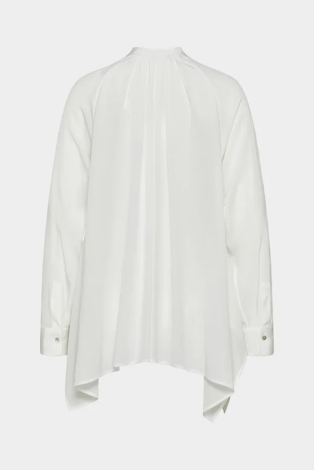 Van Laack Meisterwerk Blouses Women Crepe Blouse With Asymmetric Hem White Van Laack Meisterwerk Blouses Women Crepe Blouse With Asymmetric Hem White