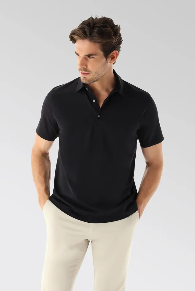 Van Laack Poloshirts Men Jersey Polo Shirt Urban Look Black