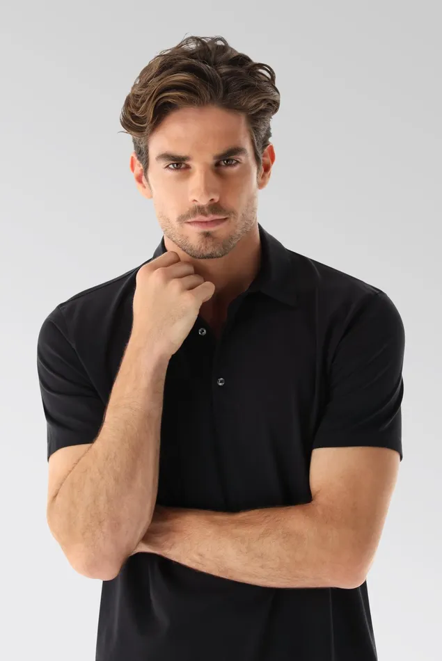 Van Laack Poloshirts Men Jersey Polo Shirt Urban Look Black Van Laack Poloshirts Men Jersey Polo Shirt Urban Look Black