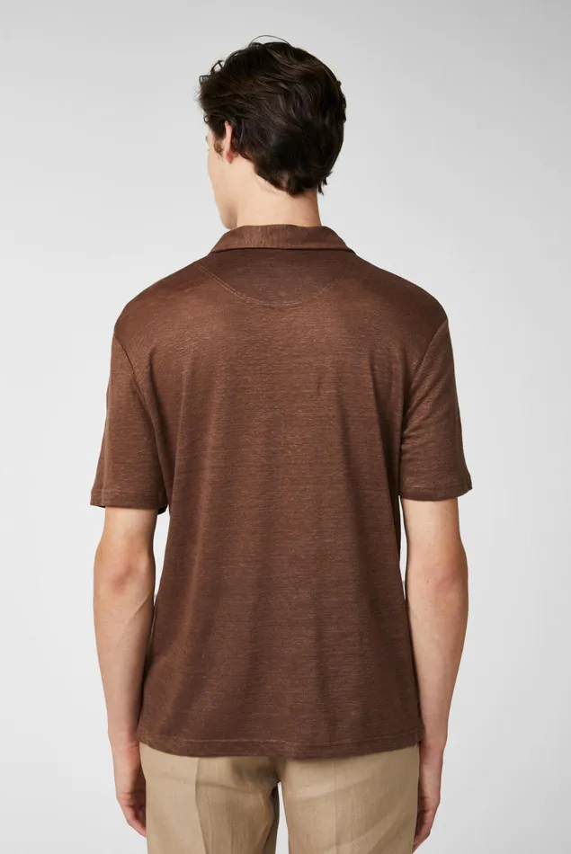 Van Laack Poloshirts Men Linen Jersey Polo Shirt Brown Van Laack Poloshirts Men Linen Jersey Polo Shirt Brown