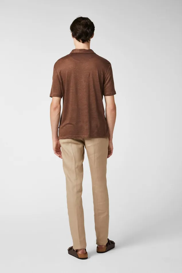 Van Laack Poloshirts Men Linen Jersey Polo Shirt Brown Van Laack Poloshirts Men Linen Jersey Polo Shirt Brown