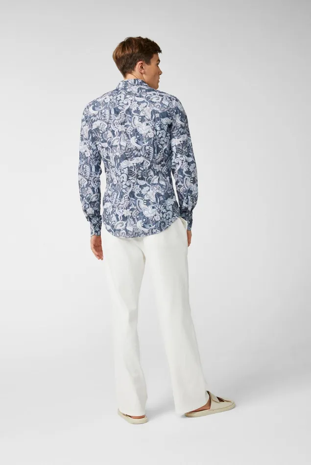 Van Laack TailorFit Shirts Men Poplin Shirt With A Paisley Print Denim Look Blue Van Laack TailorFit Shirts Men Poplin Shirt With A Paisley Print Denim Look Blue