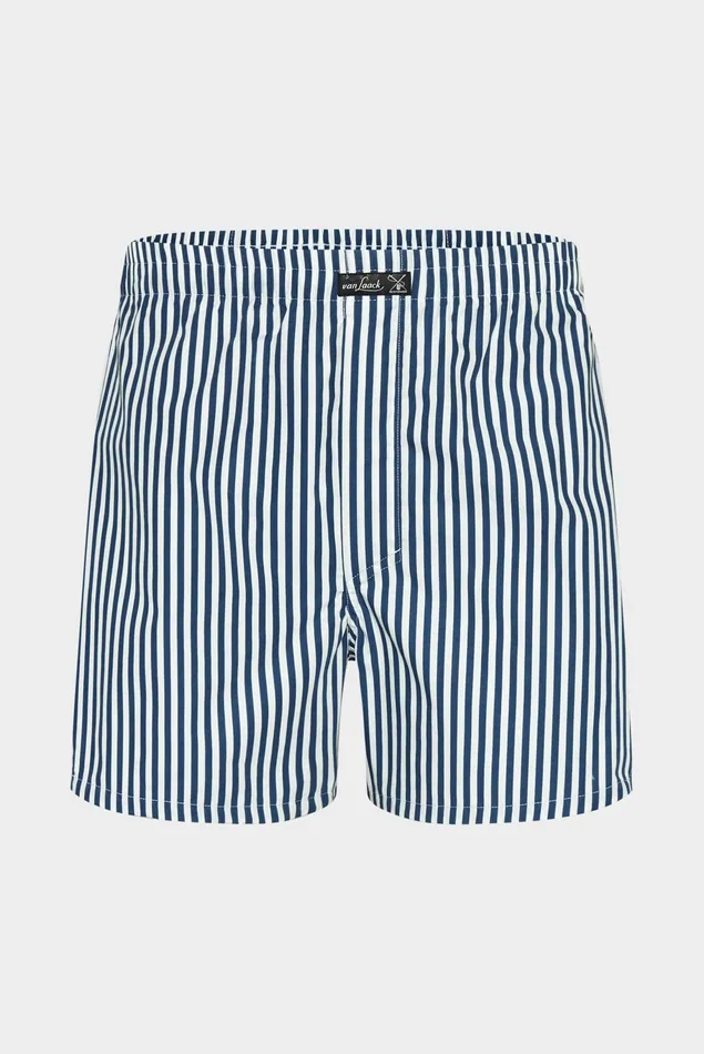 Van Laack Underwear Men Striped Printed Poplin Boxer Shorts Blue