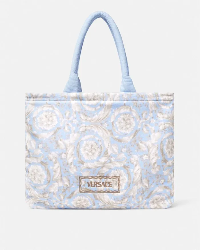 Versace Beach Accessories Barocco Towel Tote Bag Light Blue 8211 MenWomen