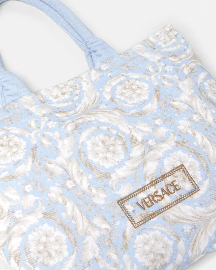 Versace Beach Accessories Barocco Towel Tote Bag Light Blue 8211 MenWomen Versace Beach Accessories Barocco Towel Tote Bag Light Blue 8211 MenWomen