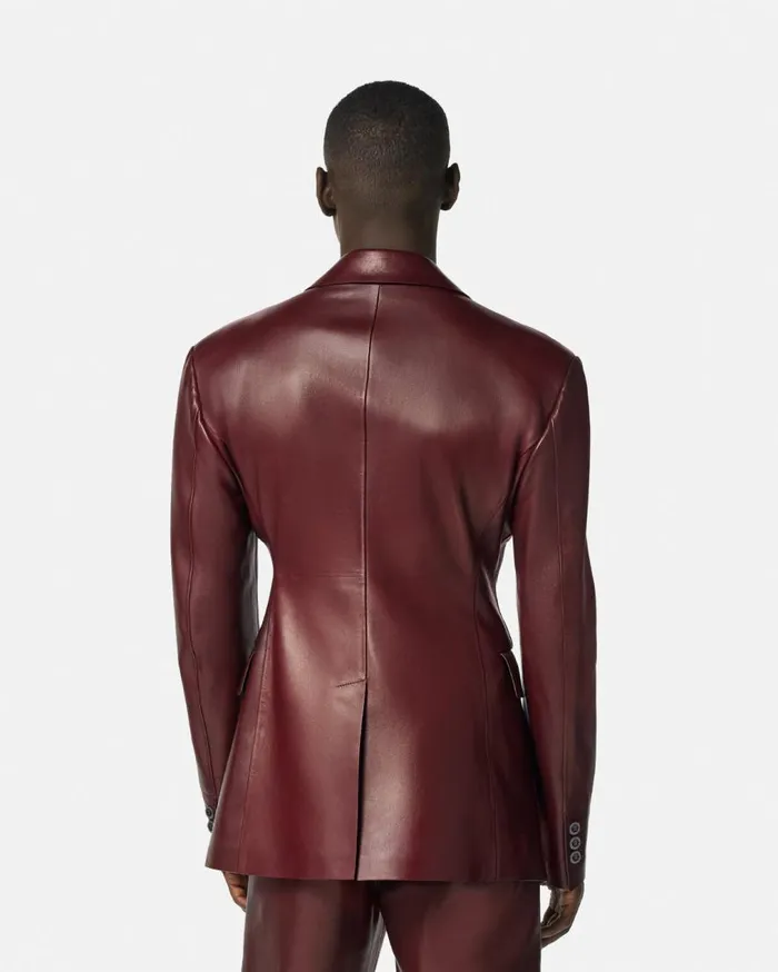 Versace Blazers and Suits Leather SingleBreasted Blazer Burgundy 8211 Men Versace Blazers and Suits Leather SingleBreasted Blazer Burgundy 8211 Men