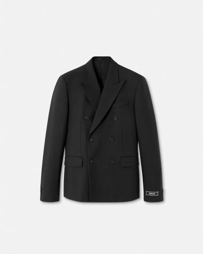 Versace Blazers and Suits Wool DoubleBreasted Blazer Black 8211 Men