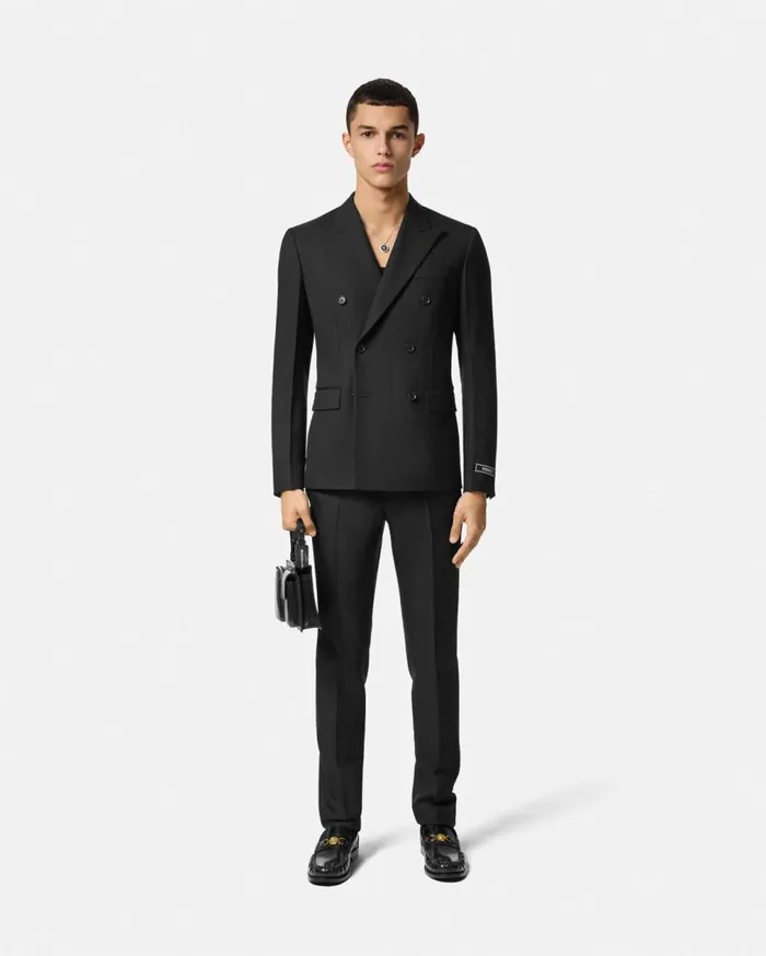 Versace Blazers and Suits Wool DoubleBreasted Blazer Black 8211 Men Versace Blazers and Suits Wool DoubleBreasted Blazer Black 8211 Men