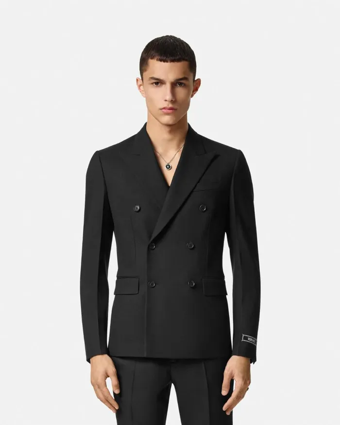 Versace Blazers and Suits Wool DoubleBreasted Blazer Black 8211 Men Versace Blazers and Suits Wool DoubleBreasted Blazer Black 8211 Men