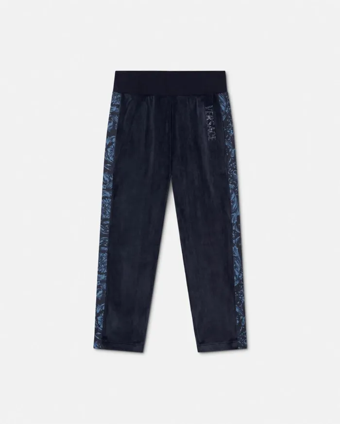 Versace Clothing Barocco Kids Velvet Sweatpants Blue 8211 Children