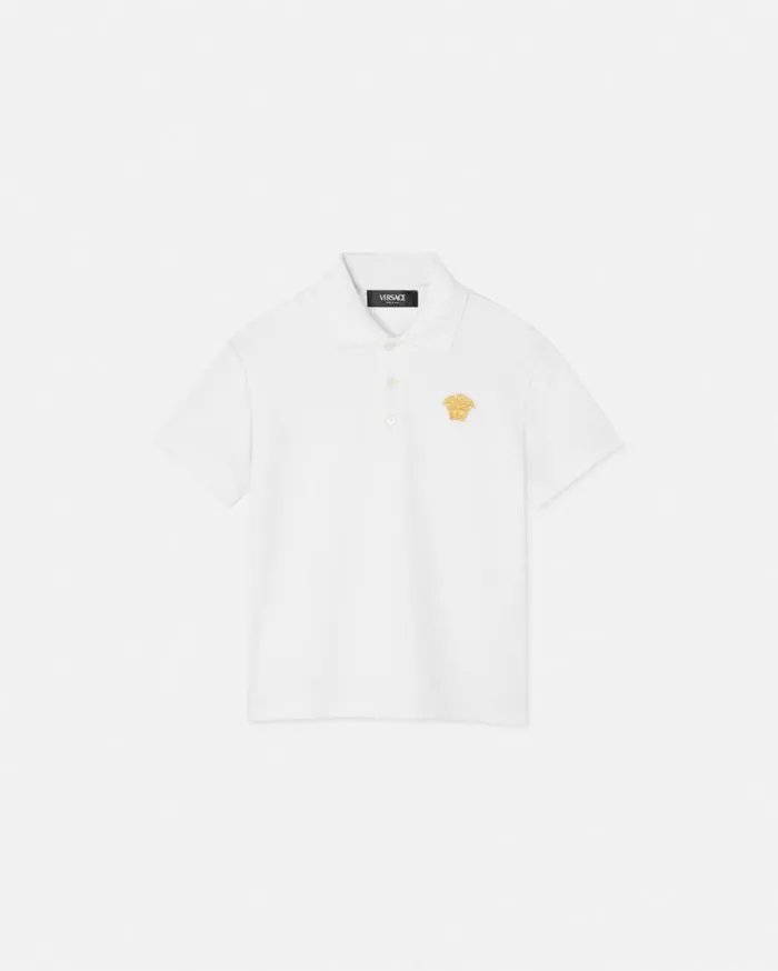 Versace Clothing Embroidered Medusa Kids Polo Shirt Whiteprint 8211 Children