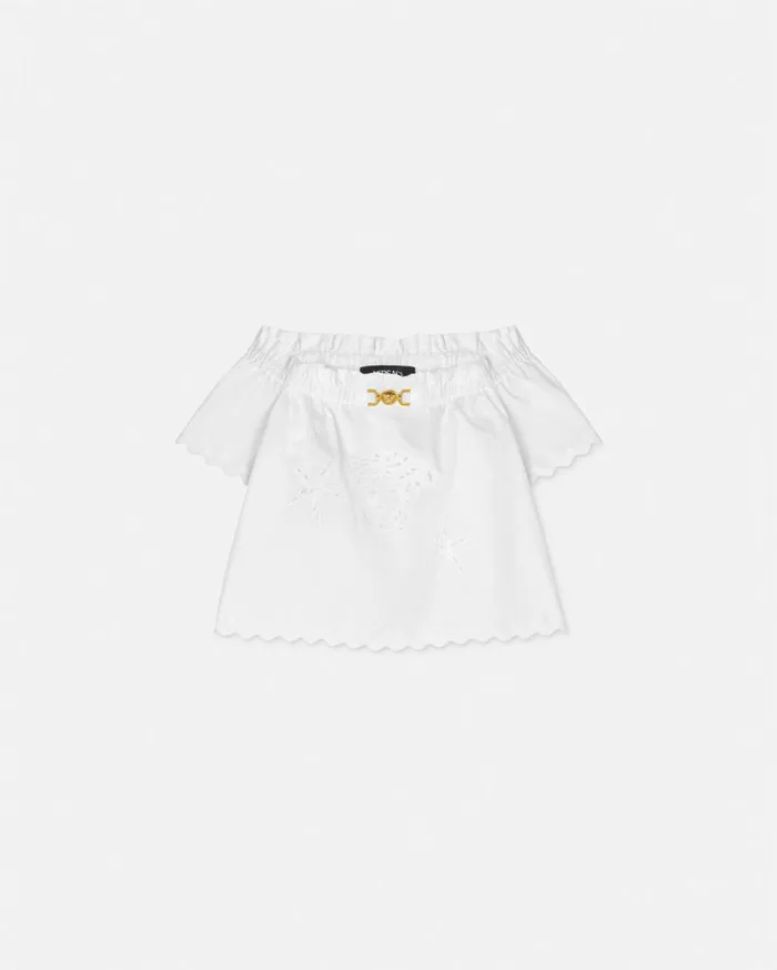 Versace Clothing Embroidered Sangallo Baby Shirt White 8211 Children