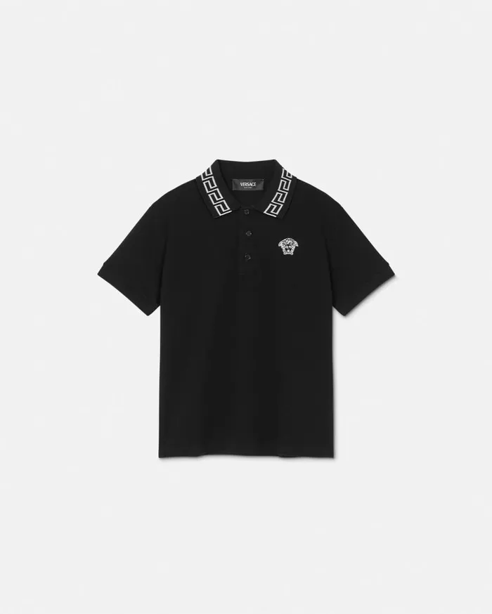 Versace Clothing Greca Kids Polo Shirt Black 8211 Children