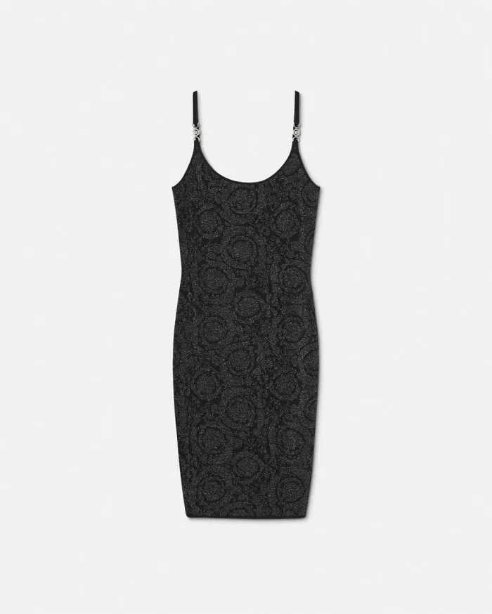 Versace Dresses Barocco Lurex Knit Midi Dress Black 8211 Women