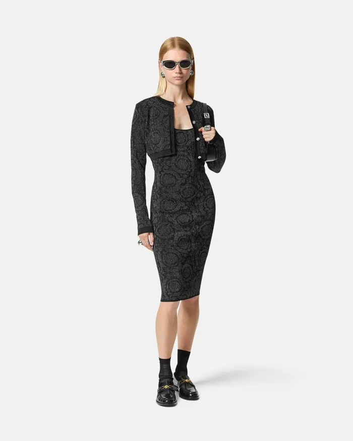 Versace Dresses Barocco Lurex Knit Midi Dress Black 8211 Women Versace Dresses Barocco Lurex Knit Midi Dress Black 8211 Women