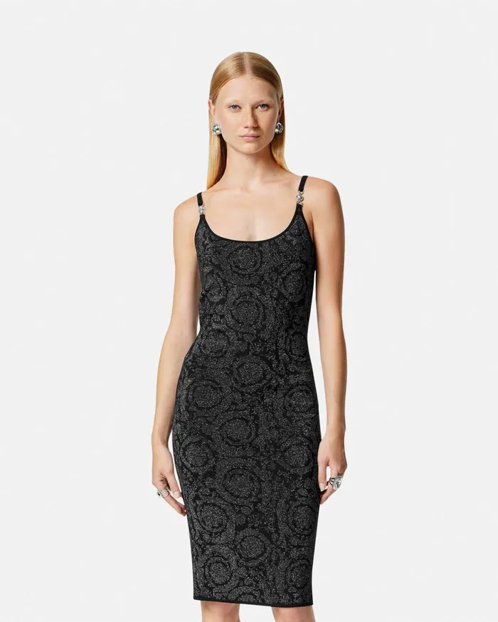 Versace Dresses Barocco Lurex Knit Midi Dress Black 8211 Women Versace Dresses Barocco Lurex Knit Midi Dress Black 8211 Women