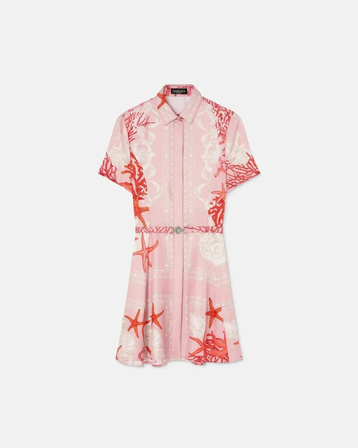 Versace Dresses Barocco Sea Silk Shirt Dress Pinkprint 8211 Women