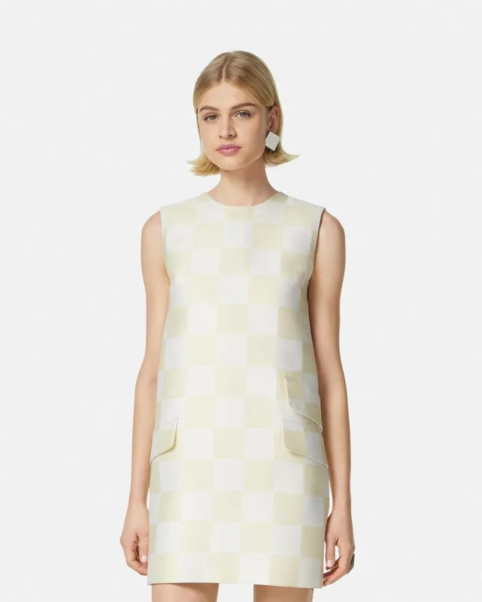 Versace Dresses Contrasto Duchesse Shift Mini Dress Beige 8211 Women Versace Dresses Contrasto Duchesse Shift Mini Dress Beige 8211 Women