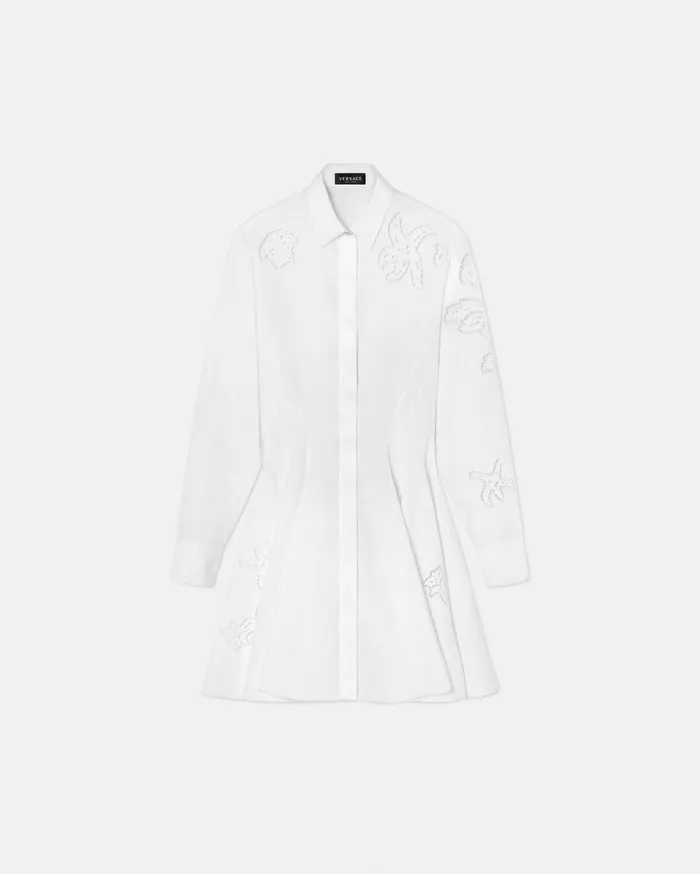 Versace Dresses Embroidered Sangallo Flared Shirt Dress White 8211 Women