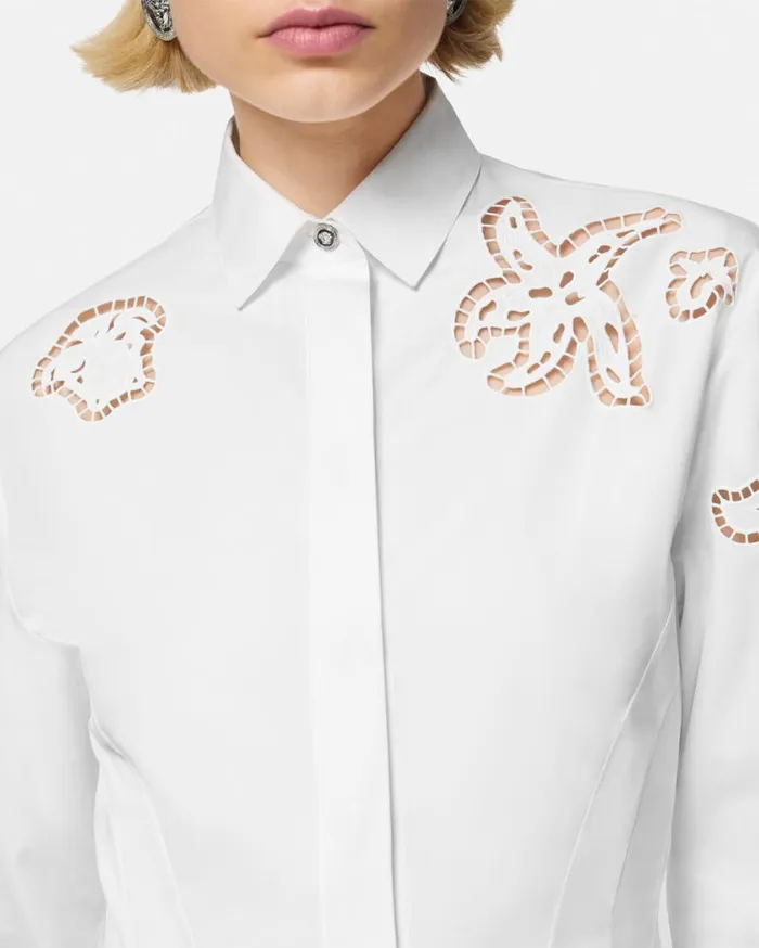 Versace Dresses Embroidered Sangallo Flared Shirt Dress White 8211 Women Versace Dresses Embroidered Sangallo Flared Shirt Dress White 8211 Women