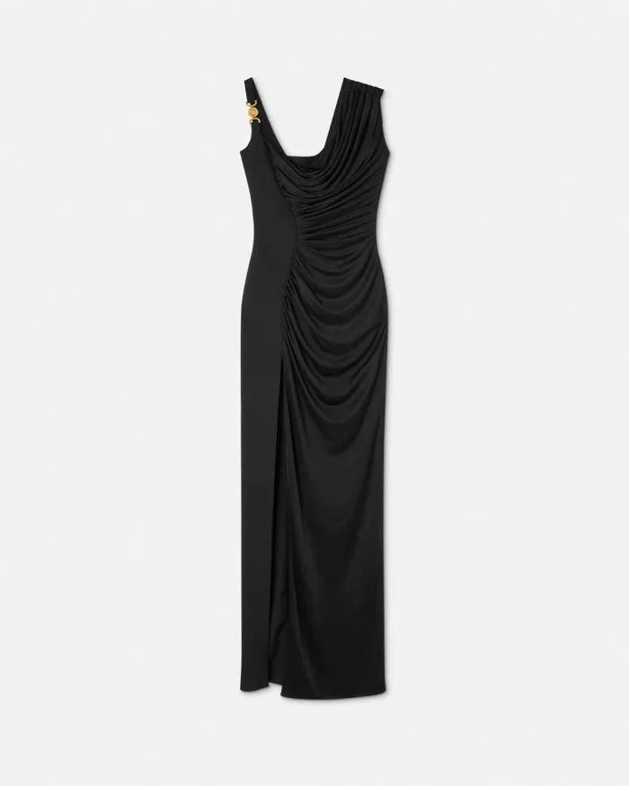 Versace Dresses Medusa 03995 Draped Gown Black 8211 Women