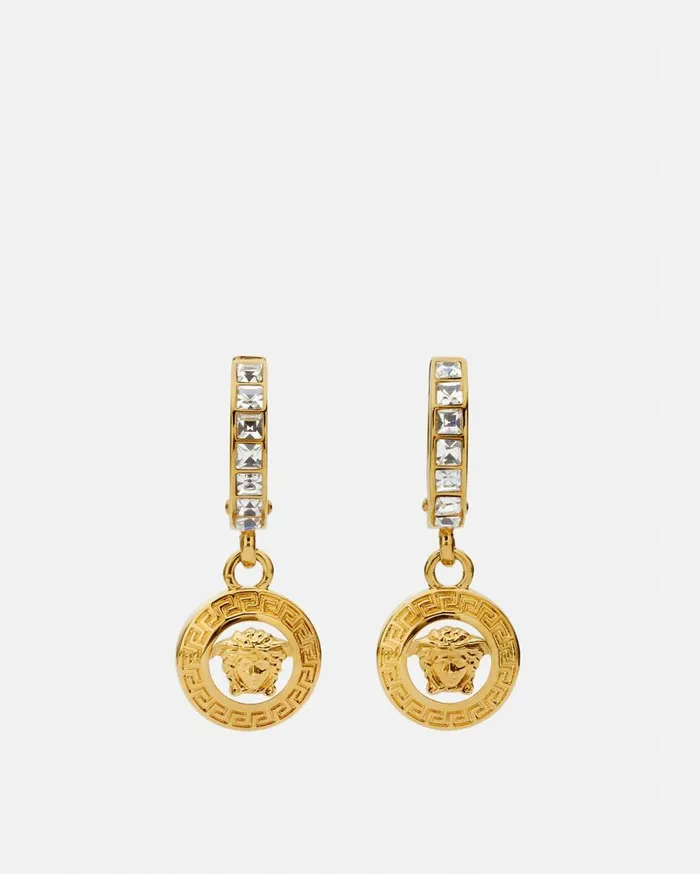 Versace Earrings Crystal Medusa Drop Earrings White 8211 Women